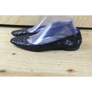 Manolo Blahnik Shoes Womens 38.5 Black Sequins Lee Flats 8 Slip On Vintage